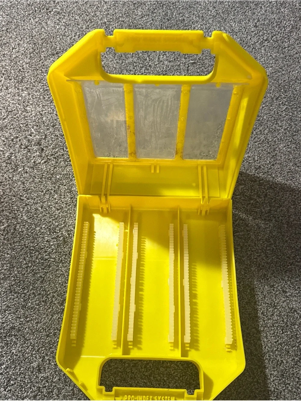 Pro-Index System Yellow Hard Storage Carrying Case Used Fogged Scratching